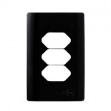 Placa p/ 3 Tomadas 4x2 - Novara Preto Brilhante 